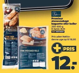 Netto Premier stenovnsbagt baguette eller boller tilbud