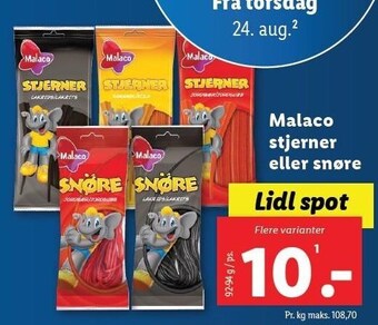 Lidl Malaco stjerner eller snøre tilbud