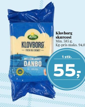 Dagli'Brugsen Klovborg skæreost danbo mellemlagret tilbud