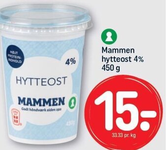 REMA 1000 Mammen hytteost 4% 450 g tilbud
