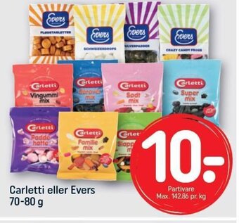 REMA 1000 Carletti eller Evers 70-80 g tilbud