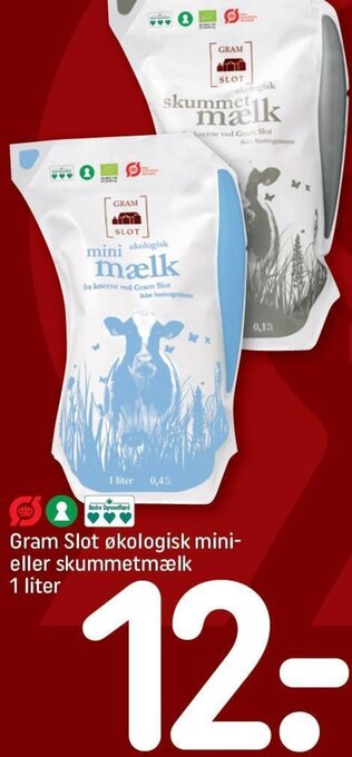 REMA 1000 Gram Slot økologisk mini-eller skummetmælk 1 liter tilbud