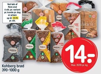 REMA 1000 Kohberg brød 390-1000 g tilbud