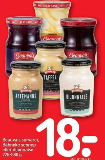 REMA 1000 Beauvais survarer, Bähncke sennep eller dijonnaise 225-580 g tilbud