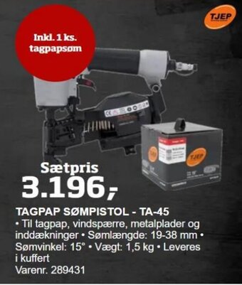 Bygma TAGPAP SØMPISTOL - TA-45 tilbud