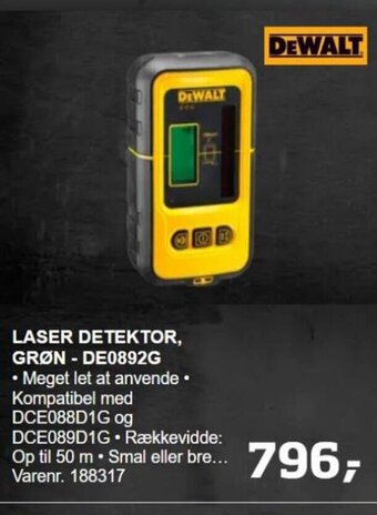 Bygma LASER DETEKTOR, GRØN - DE0892G tilbud