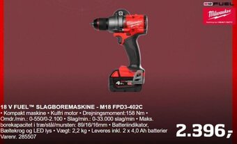 Bygma 18 V FUEL™M SLAGBOREMASKINE - M18 FPD3-402C tilbud