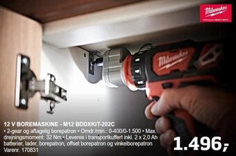 Bygma 12 V BOREMASKINE - M12 BDDXKIT-202C tilbud