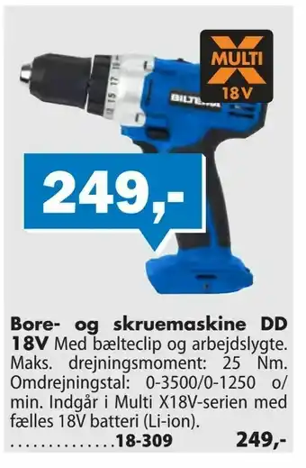 Biltema Bore- og skruemaskine DD 18V tilbud