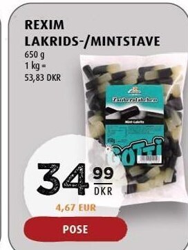 Scandinavian Park Rexim lakrids-/mintstave tilbud