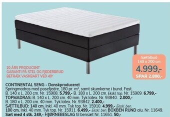 Daells Bolighus Continental seng - danskproduceret tilbud