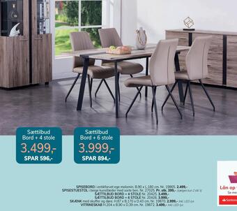 Daells Bolighus Sættilbud bord + 4 stole tilbud