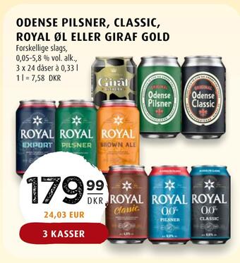 Scandinavian Park Odense pilsner, classic, royal øl eller giraf gold tilbud