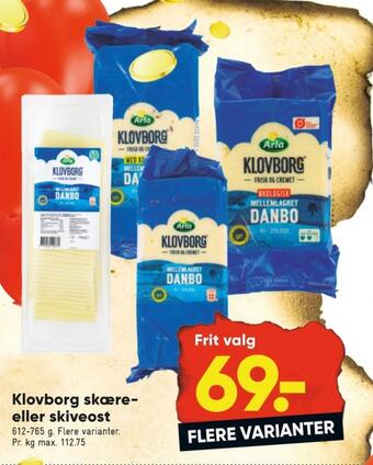 Bilka Klovborg skæreost danbo mellemlagret tilbud