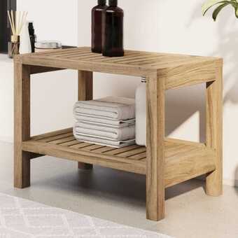 Badestol 60x30x45 cm massivt teaktræ