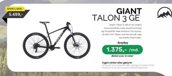 Design Cykler Giant talon 3 ge tilbud