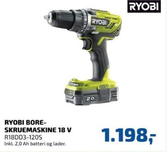 Davidsen Ryobi slagboremaskine-/skruemaskine tilbud