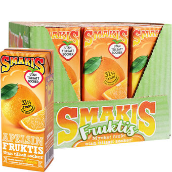 Smakis - hel kasse frugtdrik m. appelsin 27 x 200ml