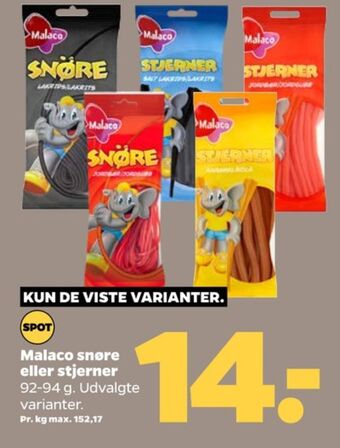 Netto Malaco sliksnører jordbær tilbud