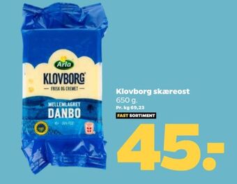 Netto Klovborg skæreost danbo mellemlagret tilbud
