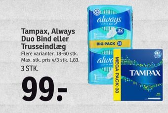 SPAR Tampax tamponer tilbud