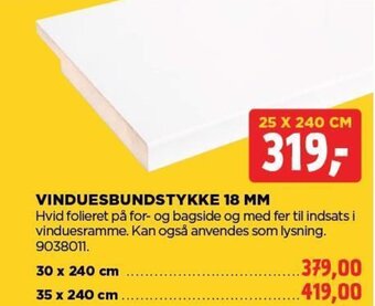 VINDUESBUNDSTYKKE 18 MM