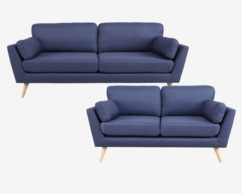 Sofasæt 3+2 pers. blå malmø