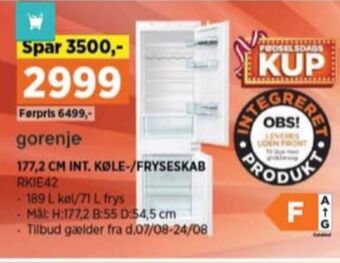 Power Gorenje køle/fryseskab tilbud