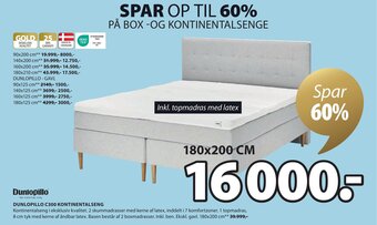 JYSK DUNLOPILLO C300 KONTINENTALSENG tilbud