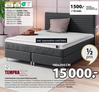 JYSK TEMPRAKON C250 KONTINENTALSENG tilbud