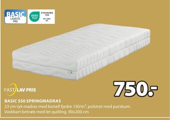 JYSK BASIC S50 SPRINGMADRAS tilbud