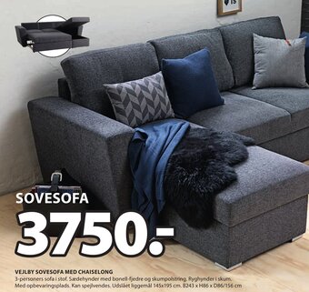 JYSK VEJLBY SOVESOFA MED CHAISELONG tilbud