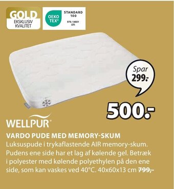 JYSK WELLPUR® VARDO PUDE MED MEMORY-SKUM tilbud