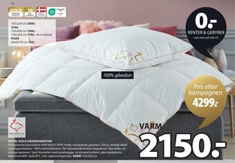 JYSK ROYAL GOLD GÅSEDUNSDYNE tilbud