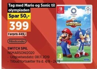 Power Nintendo SWITCH SPIL NSMARSONI2020 tilbud