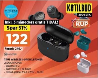Power TRUE WIRELESS-ØRETELEFONER JLGOAIRPOPBK tilbud
