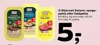Coop 365 3-Stjernet Salami, spegepølse eller kødpølse tilbud