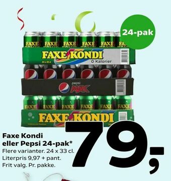Coop 365 Faxe Kondi eller Pepsi 24-pak tilbud