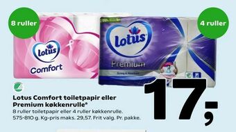 Coop 365 Lotus Comfort toiletpapir eller Premium køkkenrulle tilbud