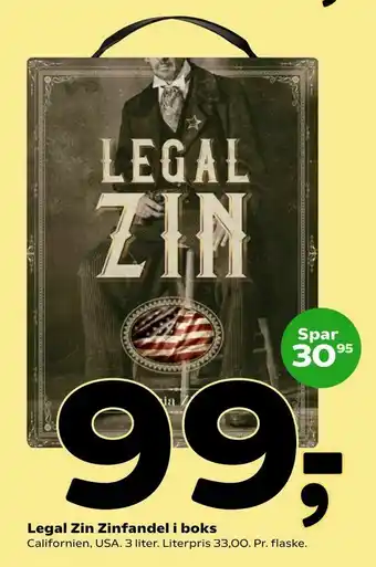 Coop 365 Legal Zin Zinfandel i boks tilbud