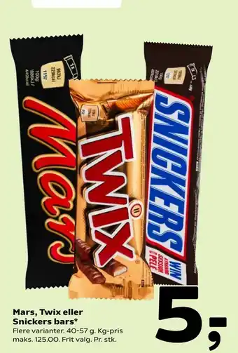 Coop 365 Mars, Twix eller Snickers bars tilbud