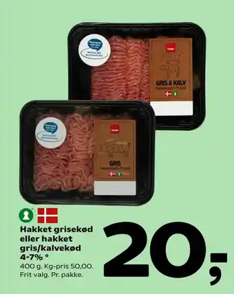 Coop 365 Hakket grisekød eller hakket gris/kalvekød 4-7% tilbud