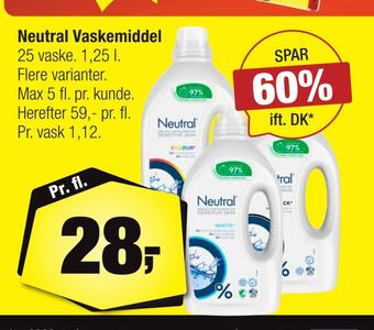 Neutral vaskemiddel