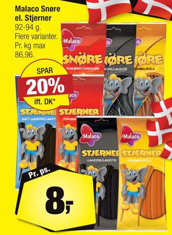 Calle Malaco snøre el. stjerner tilbud