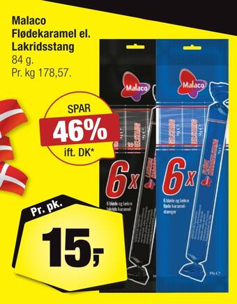 Calle Malaco flødekaramel el. lakridsstang tilbud