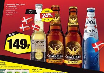 Calle Kronenbourg 1664, corona el. grimbergen tilbud