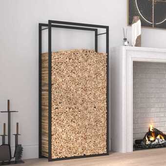 Brændestativ 80x28x154 cm stål matsort