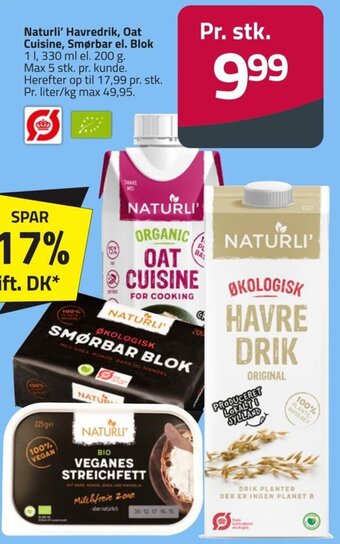 Fleggaard Naturli' Havredrik, Oat Cuisine, Smørbar el. Blok tilbud