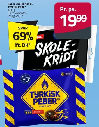 Fleggaard Fazer Skolekridt el. Tyrkisk Peber 400 g. Flere varianter tilbud