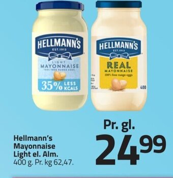 Fleggaard Hellmann's Mayonnaise Light el. Alm. 400 g. tilbud